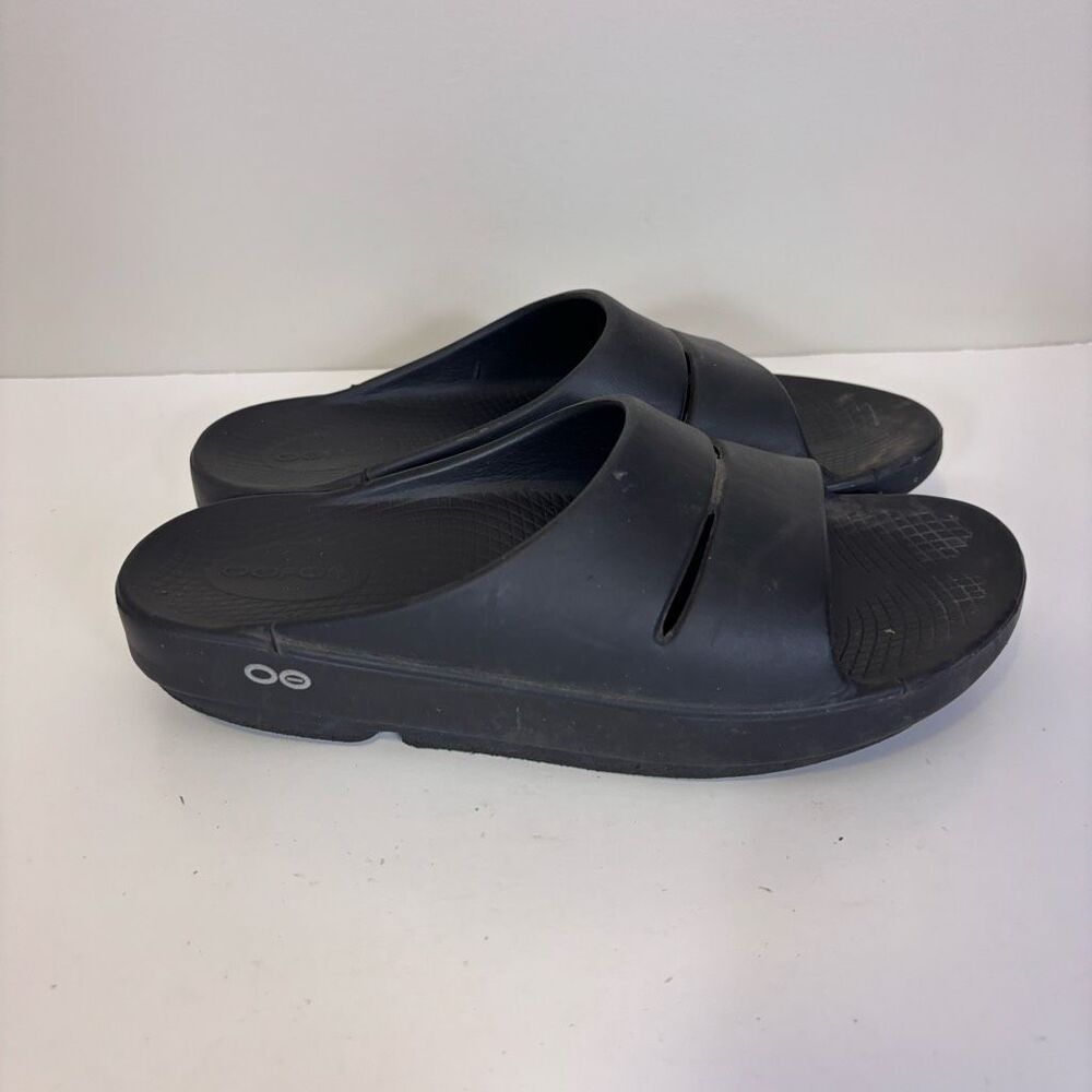 Oofos Black Comfort Slide Sandals Women's 7
